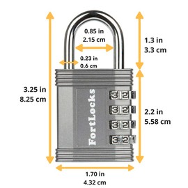 FortLocks Padlock - 4 Digit Combination Lock for Gym Outdoor & School Locker, Fence, Case & Shed – Heavy Duty Resettable Set Your Own Combo – Waterproof & Weatherproof (4 Pack - Silver)