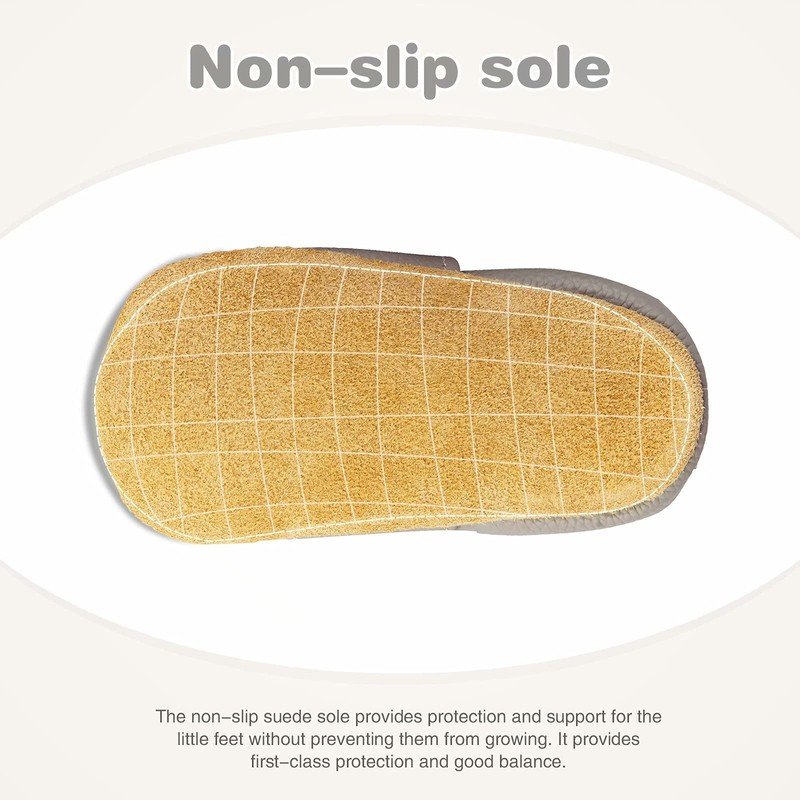 Hmiya Soft Leather Crawling Shoes, Baby Shoes with Suede Soles,