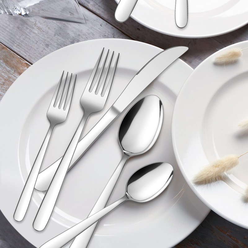 20-Piece Heavy Duty Silverware Set, HaWare Stainless Steel Solid Flatware