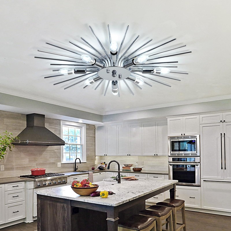 ZGLAOJT Semi Flush Mount 8 Light Ceiling Light Modern Metal