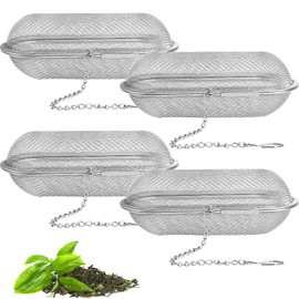 Suuwwn Stainless Steel Ball Mesh Tea Filter, Pack of 4 Spice/Herb/Tea Strainer Ball Mesh Tea Filter Tea Ball with Chain, Tea Strainer Stainless Steel Spice Strainer Tea Strainer for Loose Tea and