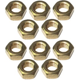 AERZETIX - C49405 - Set of 10 classic hexagon nuts bevelled 6 sides made of brass CuZn - thread M8 - internal thread - DIN934 - essential component of the mechanics