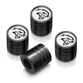 iPick Image for Dodge SRT Hellcat in White on Black Aluminum Cylinder-Style Tire Valve Stem Caps