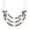 Avalaya 60cm Layered Necklace – Three-Strand Shell and Ceramic Beads