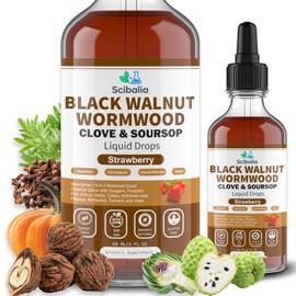 Scibalia Wormwood Black Walnut Clove Cleanse for Human Drops, 19-in-1 Triple-Action Gut Detox & Digestive Wellness Organic Wormwood Tincture w. Soursop Pumpkin Garlic Oil of Oregano, Vegan