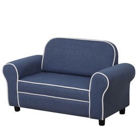 Yoonnie room Kid Sofa Chair, Linen Fabric 2-Seater Upholstered Couch,for Children Gift (Blue)