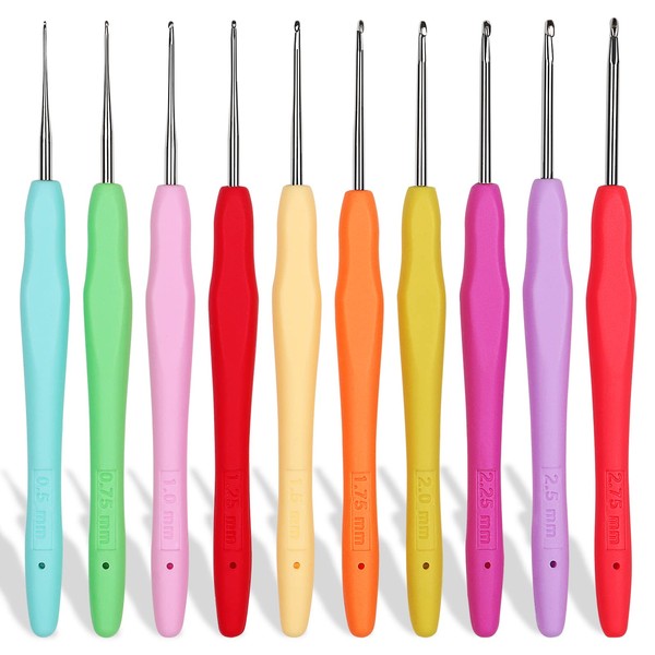 Aeelike 10 Pieces Lace Crochet Hook Set, 0.5-2.75 mm Crochet