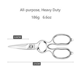 JARVISTAR Multi-Purpose Kitchen Scissors 21 cm, Sharp Scissors Kitchen Forged, Household Scissors, Bone Scissors, Meat Scissors, Separable Blades, Stainless Steel, Built-in Bottle Opener and