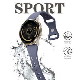 Laband 22mm Slim Silicone Watch Bands Compatible with Garmin Venu 3 45mm/Venu 2/Vivoactive 4, Thin Soft Narrow Sport Replacement Wristband Straps for Forerunner 570 47mm/265/255/255 Music Women Men