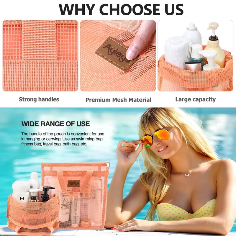 1 Pcs Shower Mesh Caddy Bag Quick Dry Hanging Toiletry
