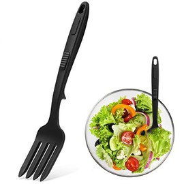 10 in 1 Silicone Flexible Fork 11 Inch Cooking Tools and Utensils Heat Resistant Cooking Fork Dishwasher, Mixes Ingredients, Mashes Food, Whisks Eggs, Baking, Mixing Made Easy (Black)
