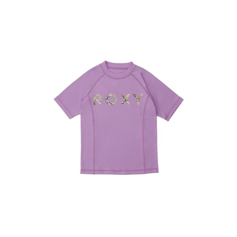 Roxy TLY231109 Rash Guard, Botanical Pattern, Crew Neck, Girls, Short