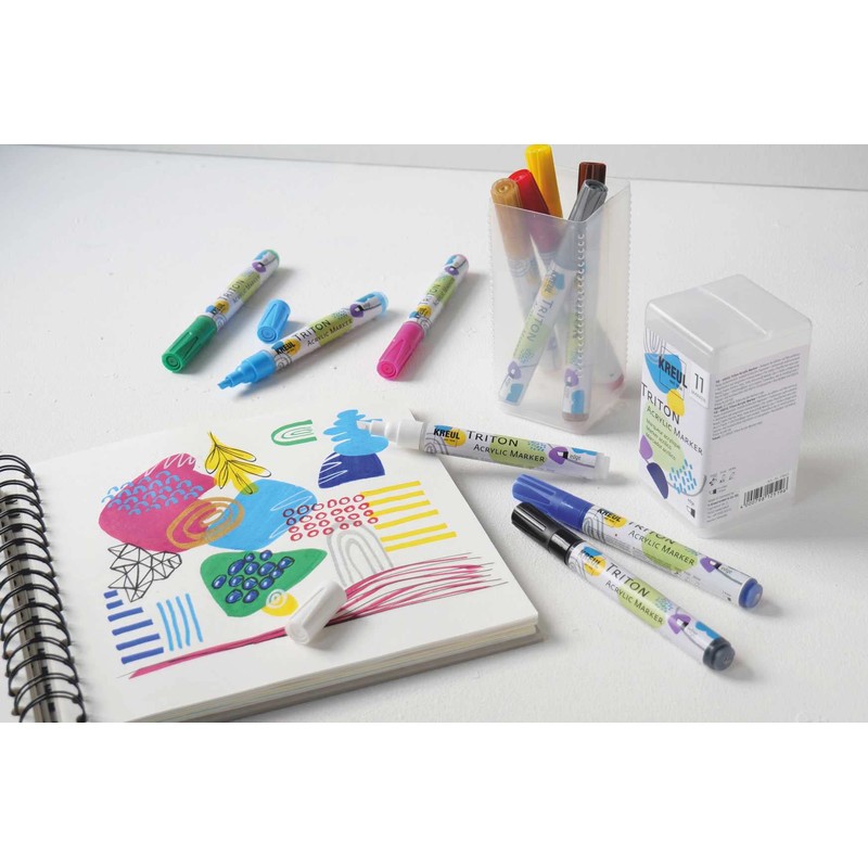 KREUL 17860 Triton Acrylic Marker Edge Powerpack, 11 Acrylic Paint