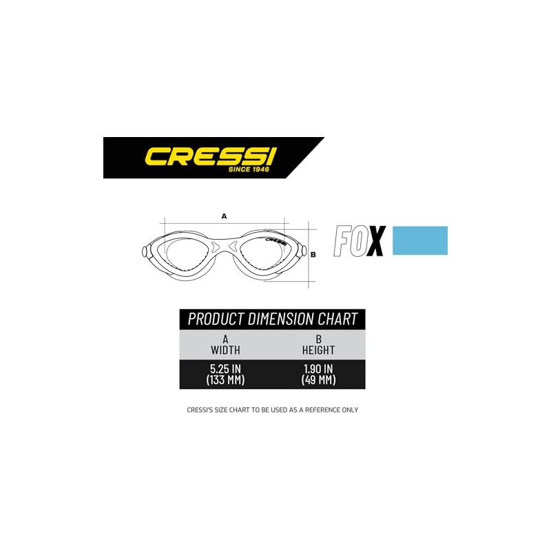 Cressie DE202150 Unisex Swimming Goggles, Flat Lens, UV Protection, Scratch-Resistant,