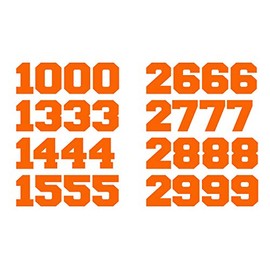 Premium Stickers Sports Number Stickers Decals 1.5'' Helmet Number for Hockey, Baseball, Football, Lacrosse, Rugby and More (Orange)