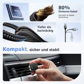 CarPlay Wireless Adapter, 2025 Upgraded CarPlay, Wandelt Kabelgebundenes CarPlay in Kabelloses um, Mini und Stabil, USB C/A Plug and Play, Kompatibel mit iOS10+ und Autos mit Kabelgebundenem CarPlay