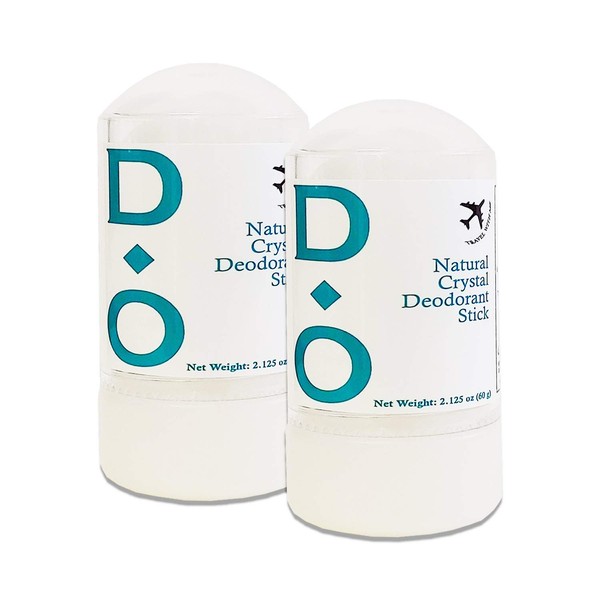 D-O 100% Natural, Crystal Deodorant Stick - Mini Travel Size, 2.125 Oz, No Aluminum Chlorohydrate, Parabens, Propyls, or Other Chemicals (2 Pack)