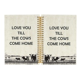 Pugwak Love You Till the Cows Come Home Journal Notebook, Retro Cow Notebooks College Ruled for Work School, Gifts for Kids Baby Girls, Office Supplies, Hardcover Spiral Notebook 5.5"x8.3"