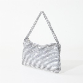LSFYSZD Women's Evening Bags Rhinestone Clutch Purse Sparkly Bling Mini Handbags Crossbody Hobo Bag for Cocktail Party, Silver