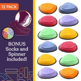 Special Supplies Rock Shaped Stepping Stones for Kids Indoor and Outdoor Balance Blocks Promote Coordination, Balance, Strength Child Safe Rubber, Non-Slip Edging (Multi-Color, 12)