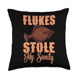 Fluke Fishing Accessories for Men Fluke Fisher Fishing Rod and Reel Combo Fluke Fisherman Fisher Throw Pillow, 18x18, Multicolor