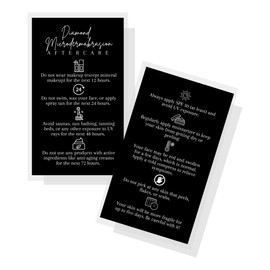 Diamond Microdermabrasion Aftercare Cards | 50 Pack | 2x3.5” inch Business Card | Esthetician Supplies | Black Card Design