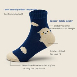 Boys Cotton Socks Seamless Socks Kids Colourful Cartoon Animal Cuddly Socks 6 Pairs, Animal Sheep/Boys