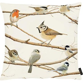 APELT Cushion Cover Winter World Cotton Birds Size 46 x 46 cm