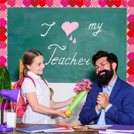 Chinyuti 65.6Ft Valentine's Day Bulletin Board Border, Valentine Heart Border Classroom Decoration Pink Red Heart Border Trim for Valentine’s Day School Bulletin Boards Chalkboard Wall Decor