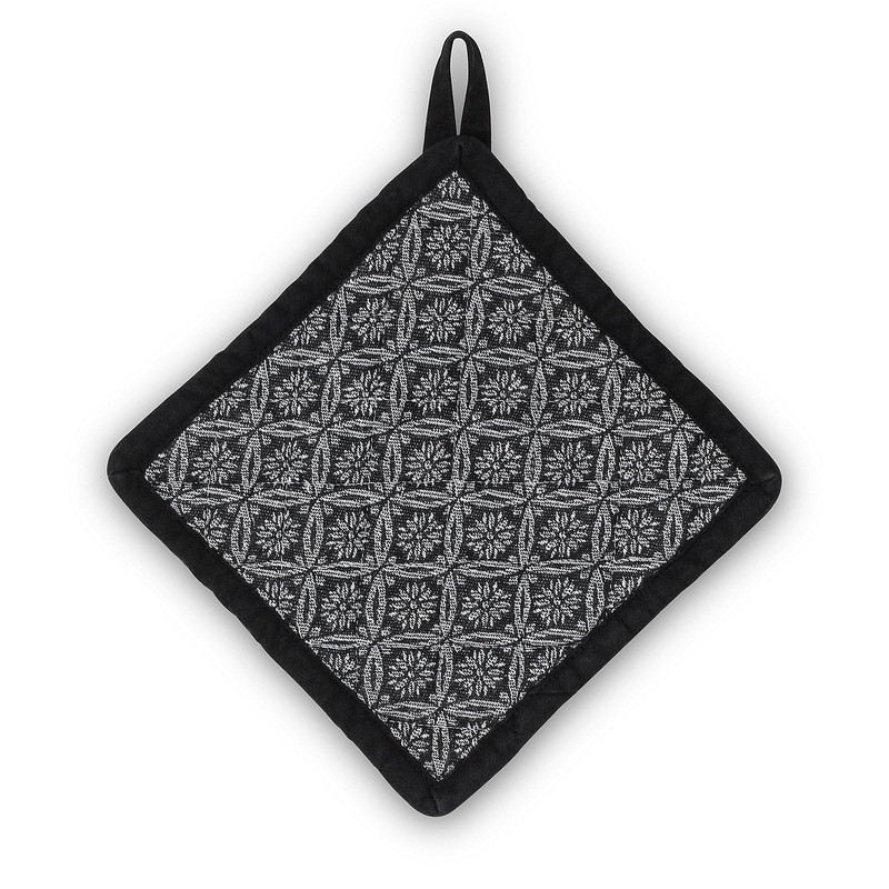 Gianna 20 x 20 cm Chequered Pot Holder, Black