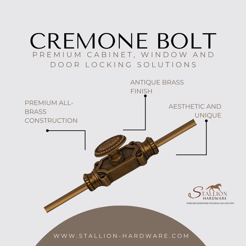 STALLION HARDWARE Antique Brass Cremone Bolt Set - Solid Brass