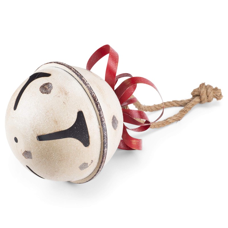 RAZ Imports Yuletide Gathering 11" White Glittered Jingle Bell with