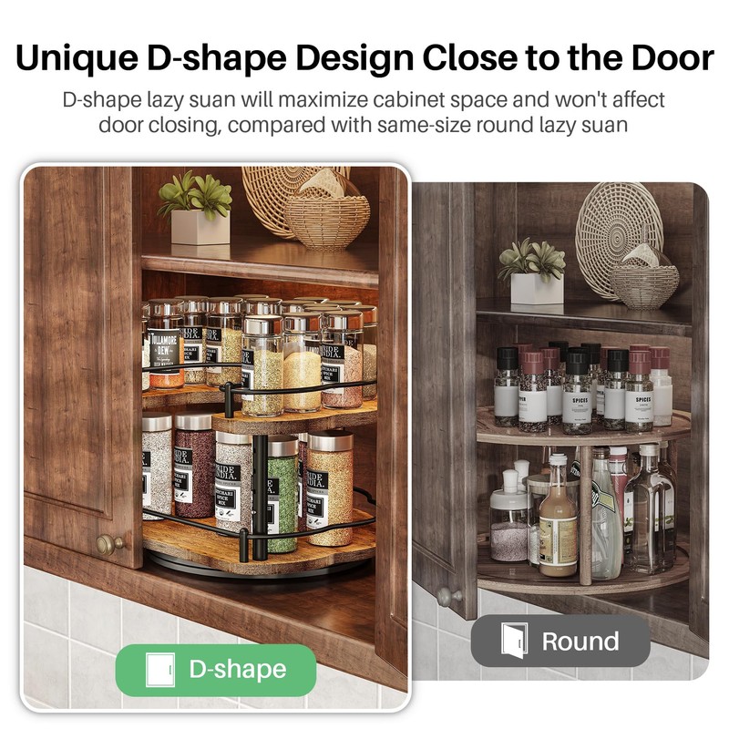 Lazy Susan Organizer Spice Rack - Spice Organization for Cabinet