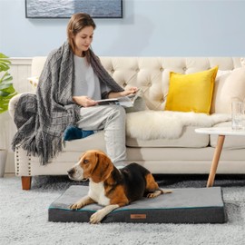 LE SURE XL Washable Dog Bed Cover Replacement Flannel Plush Fleece Cover for Orthopedic Pet Mat 41x29x3.5 Inches, Grey