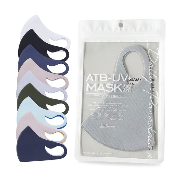 The Session ATB-UV+MASK® 2021 Mesh Type, High Quality Antibacterial, UV Mask, Sports Mask, Instant Cooling, Hay Fever, Small Face, Cooling, Fit, Unisex, Quick Drying, Individually Packaged, Cool Touch, Absorbent, Quick Drying, Can Be Washed (Light Gray, New M)