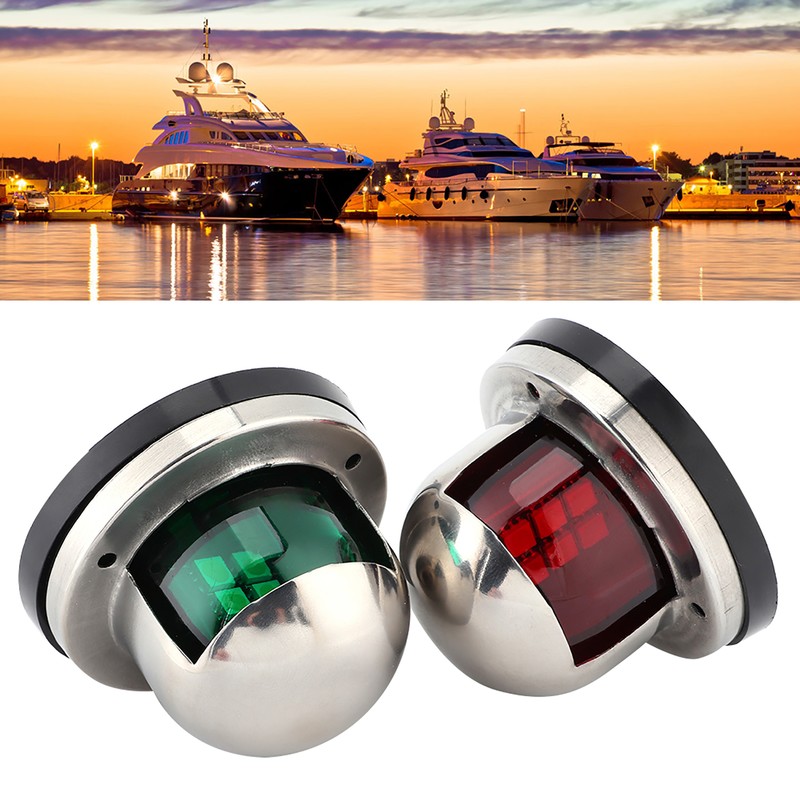 2pcs 12V Red Green LED Navigation Lights Stainless Steel Sailing