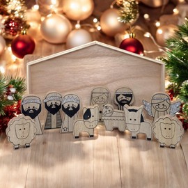 MIJOMA Beautiful Nativity Figures for Nativity Scene, Hand-Painted Artificial Stone Figures, Perfect Christmas Decoration in Various Sets and Styles to Choose From (12 Pieces, 7.5 cm High)