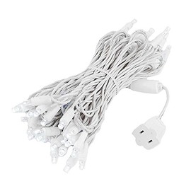 Novelty Lights 50 Light LED Christmas Mini Light Set, Outdoor Lighting Wedding Patio String Lights, Pure White, White Wire, 25 Feet