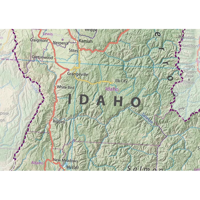 Idaho State Physical Map - 16.5 x 26.9 Inches -