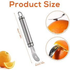 Stainless Steel Orange Peeler, Long Handle Serrated Citrus Peeler Orange Slicer Easy Fruit Opener Peeling Tool Multifunctional Kitchen Gadget for Lemon, Pomegranate, Grapefruit