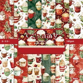 24 Sheets 6'' x 6'' Christmas Scrapbook Paper Cute Pattern One Sided Cardstock for DIY Card Making Decorative Paper (R2474)