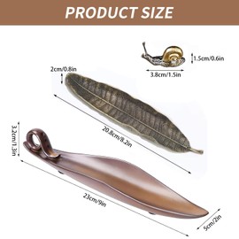 Incense Holder Set - 9 Inch Incense Leaf Boat Stick Holder, & Leaf and Snail Incense Burner, Modern Natural Design, Ceramic Incense Ash Cather for Counters, Meditation Room, Yoga, Home, Office