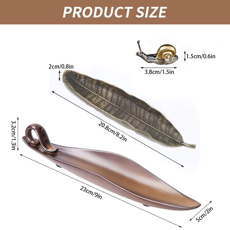 Incense Holder Set - 9 Inch Incense Leaf Boat Stick