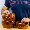 Nagina International Rosewood Crafted Wooden Yarn Storage Bowl With Carved
