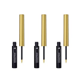 Manhattan Wonder Limited Edition Eyeliner with Highly Pigmented Colour for 24-Hour Hold / Smudge-Proof / Waterproof / 001 Rose Gold / Pack of 3 x 1.4 ml