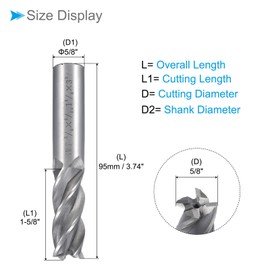 CoCud 4-Flute Spiral End Mill Bits, 5/8" Diameter 1-5/8" Length, High Speed Steel Straight Milling Cutter with Storage Case- (Applications: for Plywood Hardwood Plastic),