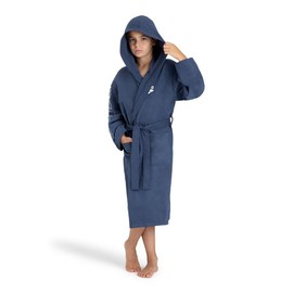 arena Zeal Plus Junior Boys' and Girls' Microfibre Bathrobe, Microfibre Bathrobe with Hood and Pockets, Unisex Quick-drying Bathrobe, Comfortable and Lightweight