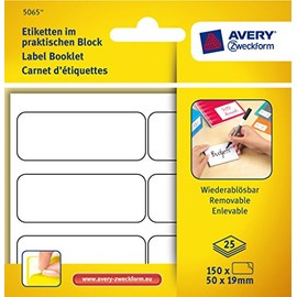 Avery Zweckform 5065 Organisational Labels 50 x 19 mm 25 Sheets / 150 Labels White