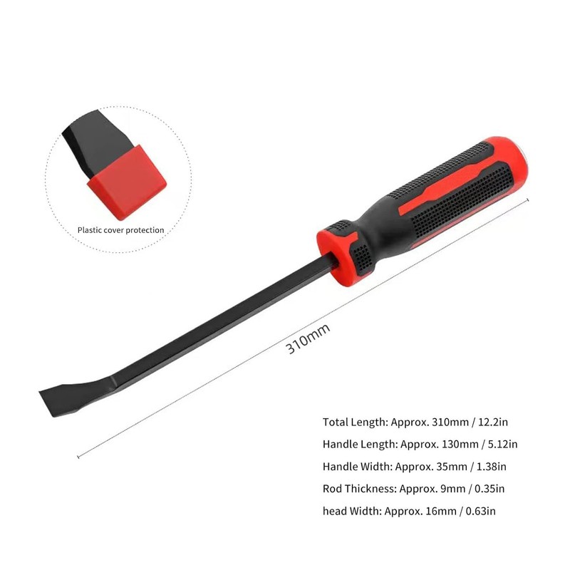 Ezweiji Pry Bar, Professional Pry Bar with Plastic Soft Grip