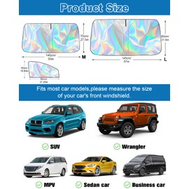 Sun Protection Car Windscreen, Car Umbrella Sun Shade Cover, Car Sun Protection Windscreen Foldable, UV Protection & Heat Block, for Most Cars XL